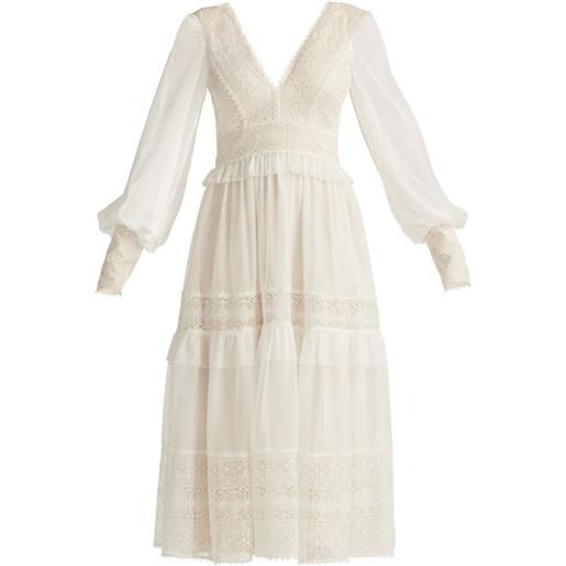 Tadashi Shoji abito con ruches in pizzo - bianco