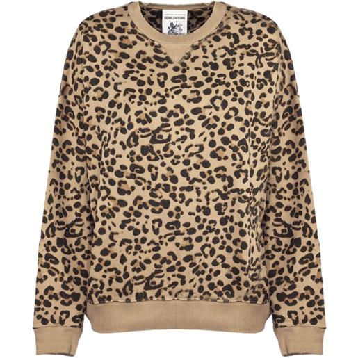 Semicouture felpa con stampa animalier - toni neutri