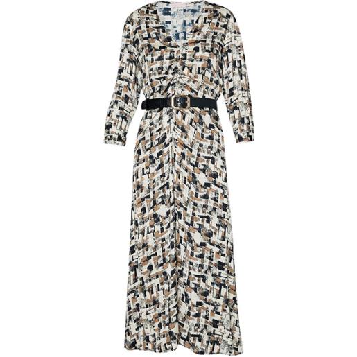 LIU JO abito midi con stampa e cintura - toni neutri