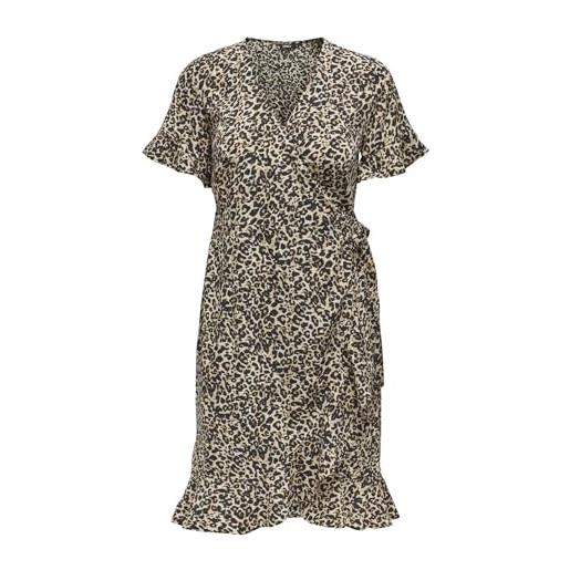 Only onlolivia s/s wrap dress wvn noos, vestito, donna, pumice stone/aop: rana leo, 44