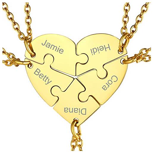 Hanessa 3 collane personalizzate con incisione in acciaio inox, 50 cm, puzzle we will always be connected in argento, collane da uomo e da donna
