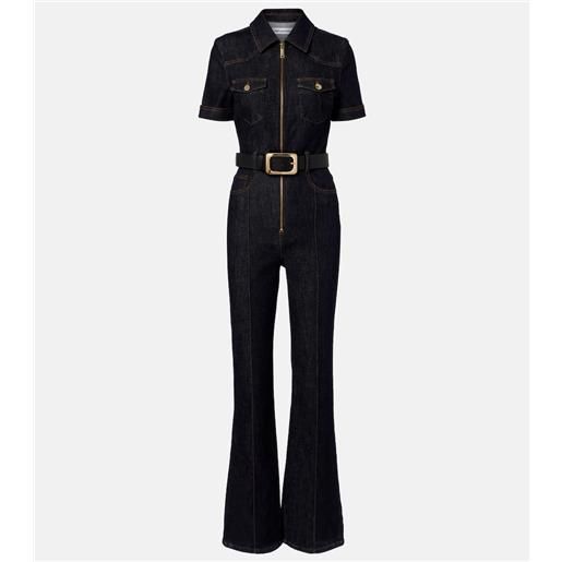Self-Portrait jumpsuit di jeans con cintura