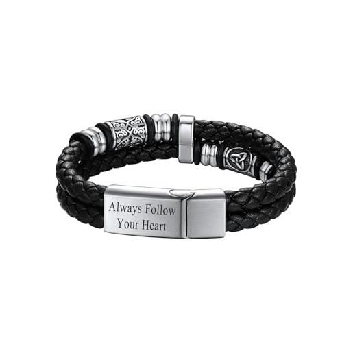 Bracciale Uomo Con Perle Di Conchiglia E Charm Bussola - Regolabile, Idea Regalo Originale