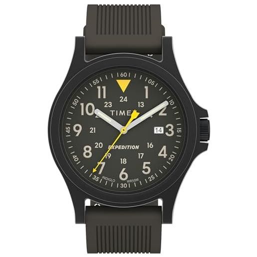 Timex Orologio Analogico Al Quarzo Uomo – Cinturino In Tessuto Nero, Lancette Luminose, Data (TW2V55000) - 2