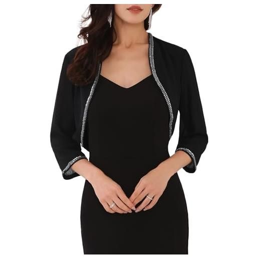 Boléro Femme Tricot Gilet Court Veste Cardigan Bouton Manches Longues pour Robe T Shirt Bretelle