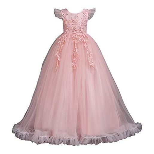 Valin v833 - vestito da principessa per bambini, senza maniche, in pizzo, in tulle per feste, 4-14 anni, v833, giallo. , 11-12 anni
