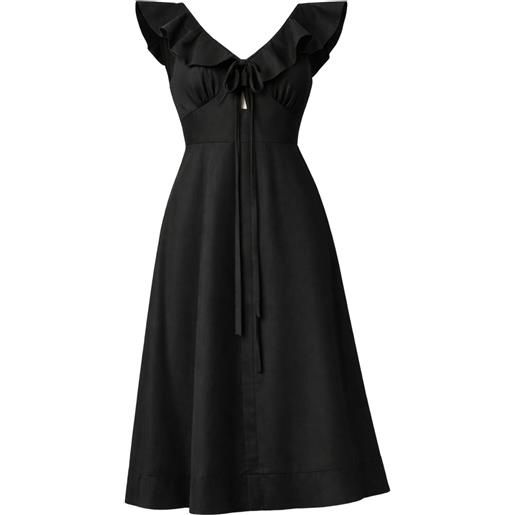 Twinset milano  abito longuette in popeline con volant