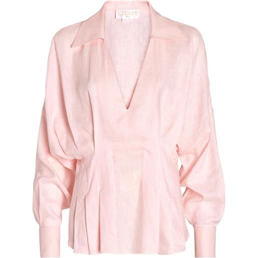 Genny blusa plissettata con scollo a v - rosa