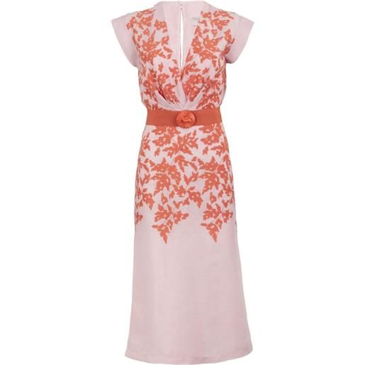 Silvia Tcherassi abito midi olive con ricamo - rosa
