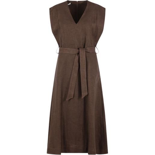 Glanshirt abito lia con scollo a v - marrone