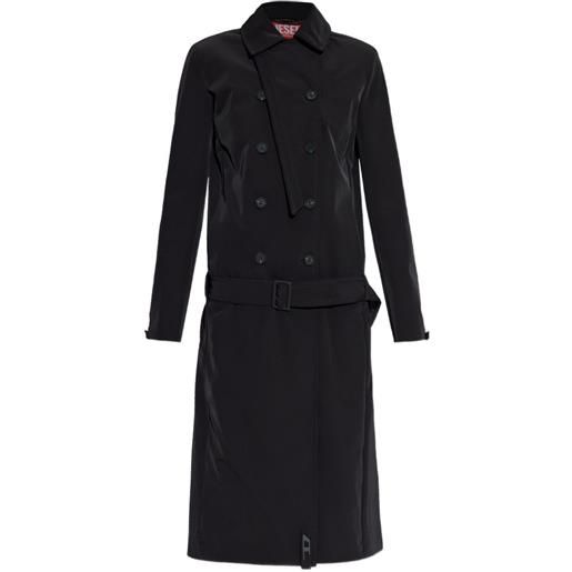 Diesel cappotto doppiopetto g-ale con cintura - nero