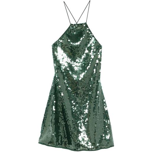 Oséree abito corto con paillettes - verde