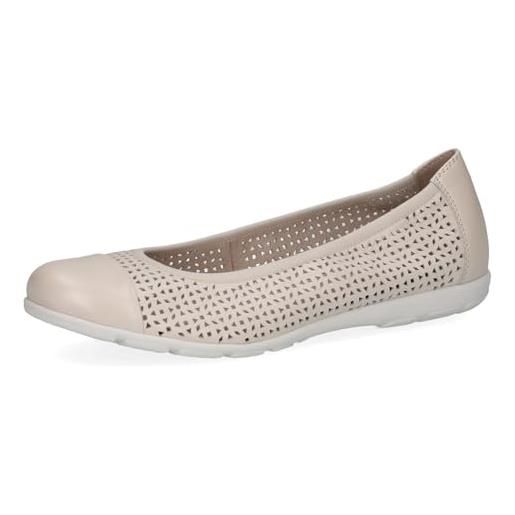 CAPRICE donna ballerine in pelle con motivo traforato, bianco (white softnap. ), 38 eu