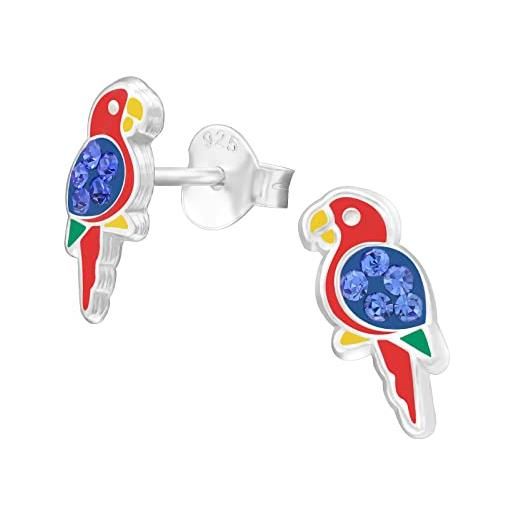 Ciondolo Pappagallo In Argento Sterling 925 - Charm 27x6mm Per Bracciale O Collana, Con Moschettone