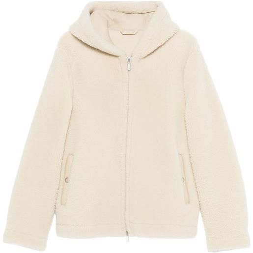 Eleventy giacca con cappuccio in shearling - toni neutri