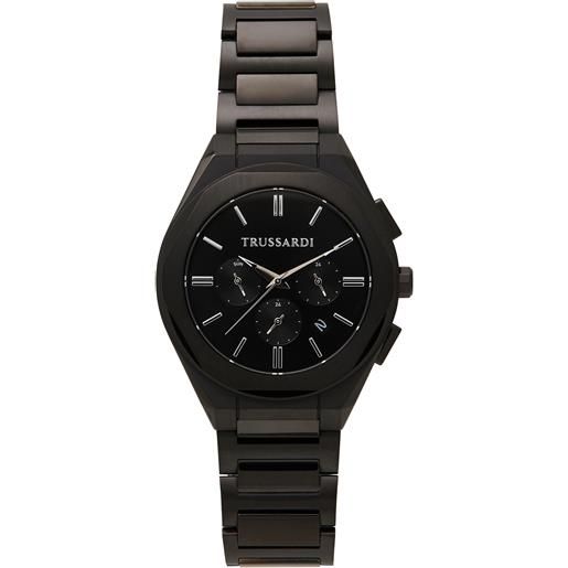 Trussardi Orologio Uomo R2453143010 - Quarzo Nero E Argento - Cinturino Acciaio Inox 43mm
