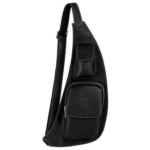 Sac à Dos / Banane En Cuir Véritable Pour Homme - Fait Main En Italie - Noir