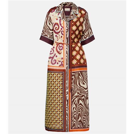 Alemais alã©mais abito chemisier wilson in lino e seta con stampa