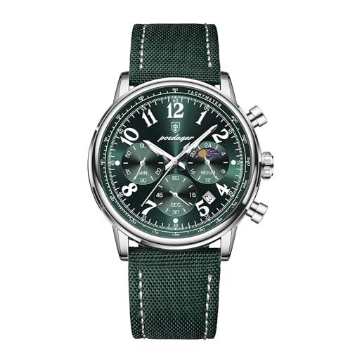 Orologio Uomo Lusso Acciaio Inox – Cronografo Impermeabile Con Data E Lancette Luminose