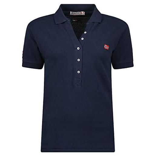 Geographical Norway kelly lady - polo classica donna - cotone a maniche corte casual button down polo shirt tops regular classic - abito ideale primavera estate (marino l-taglia 3)