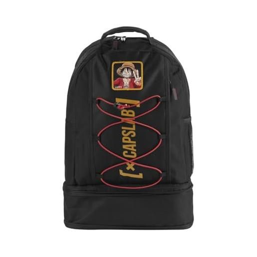 PRESTIGE & DELUXE Trolley Zaino Scuola One Piece – 2 Scomparti + Astuccio Ovale + Portachiavi, Nero