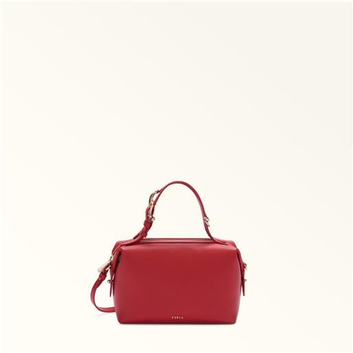 Furla double borsa boston m1 red rosso pelle di vitello notte donna