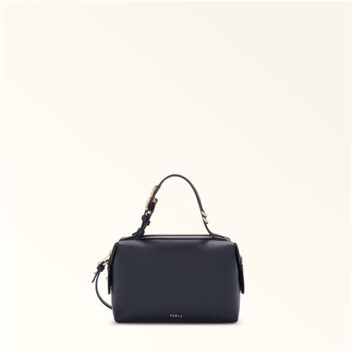 Furla double borsa boston ink blue blu pelle di vitello notte donna