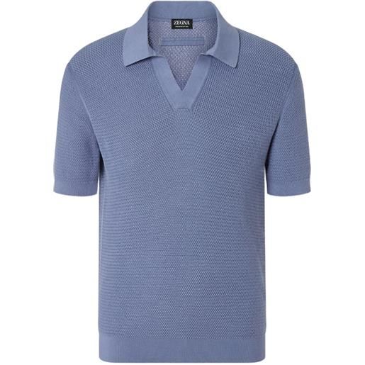 Zegna polo con scollo a v - viola