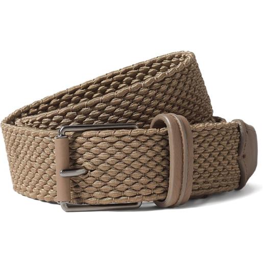 Yhmx, cintura intrecciata da uomo, in pelle intrecciata, per uomo, casual, jeans, golf, larghezza 33 mm, colore: caffè, 105 cm