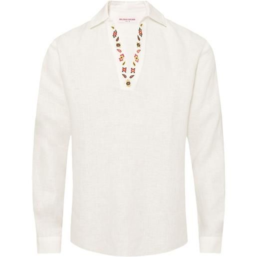 Orlebar Brown camicia ridley con ricamo - toni neutri