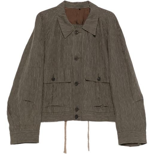 Ziggy Chen giacca-camicia a righe - verde