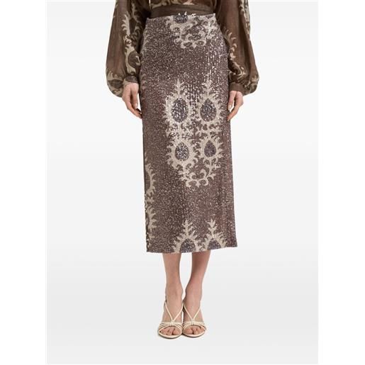 Bazar Deluxe gonna midi con paillettes - marrone