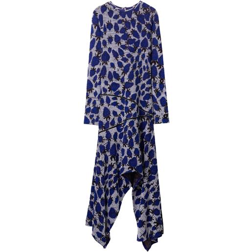 Burberry abito strawberry con effetto jacquard - blu