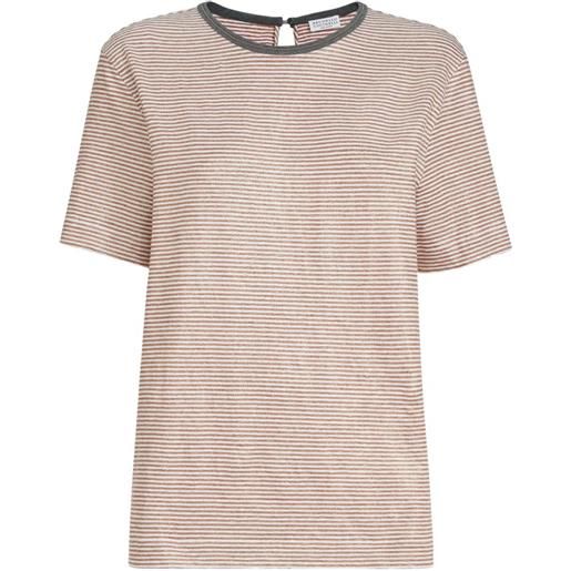 Brunello Cucinelli t-shirt a righe - arancione