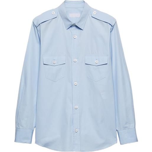 Prada camicia in cotone con tasche - blu