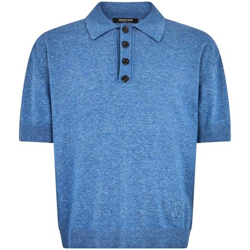 Roberto Cavalli polo con logo ricamato - blu