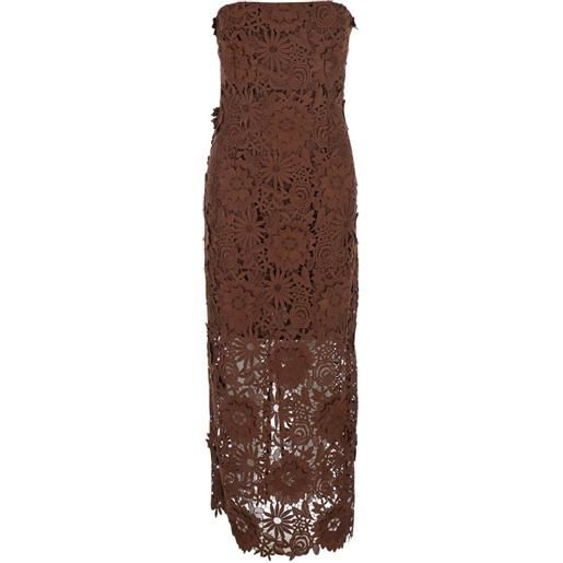 ROTATE BIRGER CHRISTENSEN abito midi in pizzo 3d - marrone