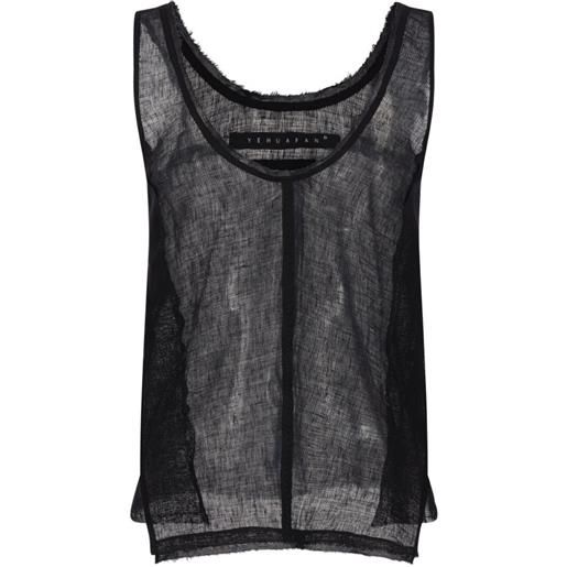YEHUAFAN top con frange - nero