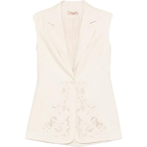 TWINSET gilet smanicato con ricamo - toni neutri