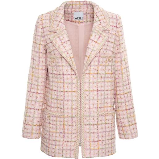 WEILL PARIS blazer in tweed con bordo intrecciato - rosa