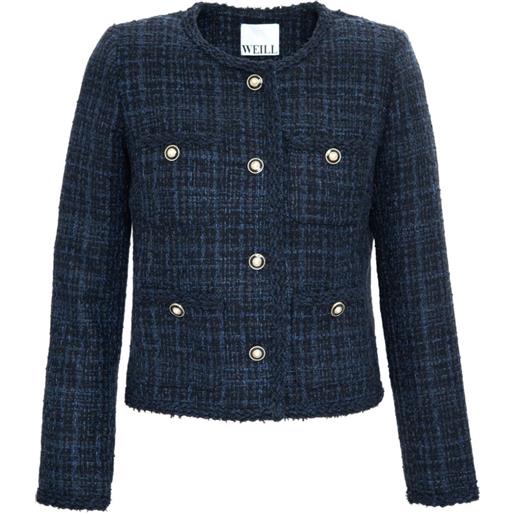 WEILL PARIS giacca in tweed con bordo intrecciato - blu