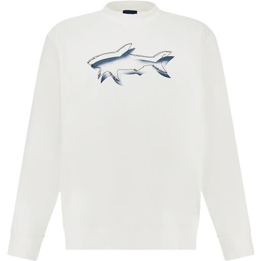 Paul & Shark felpa con stampa shark - bianco