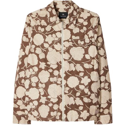 PS Paul Smith giacca traforata con zip - marrone