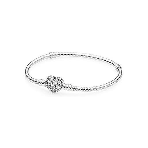PANDORA icons bracciale in argento con chiusura a forma di cuore e zirconi cubici, 20