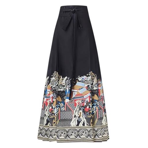 Hanfu Gonna Lunga A Pieghe Da Donna Con Faccia Di Cavallo Antico Stile Cinese Tradizionale Abito Da Donna Hanfu Set Elegante Camicia Vintage Abbigliamento Cosplay ( Color : Black , Dimensione