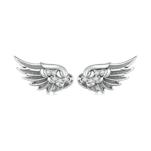 starchenie Anello con Ali d'angelo 925 Sterline d'argento Zirconia Anelli Cuore per Donna(Taglia 10
