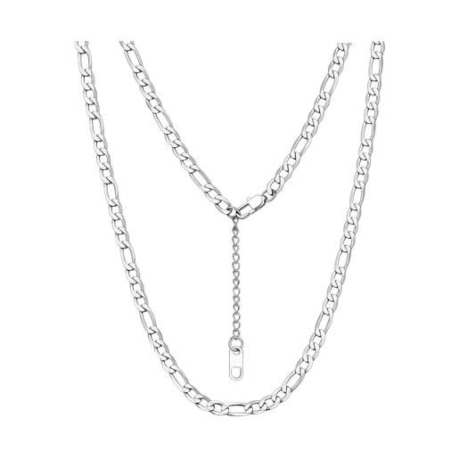 AKA Gioielli Catenina Maglia Figaro 1,7 Mm In Argento 925 Rodiato - Collana Uomo/Donna - Lunghezza 50 Cm
