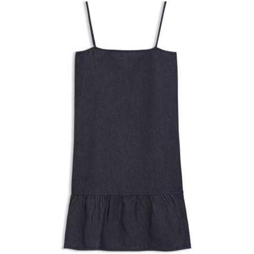 HUGO vestitino con spalline sottili in denim misto cotone, blu scuro