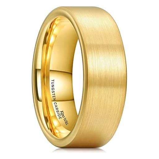 King Will glory anello di fidanzamento in carburo di tungsteno placcato oro 24 carati lucido a cupola 8 mm, z(68.47mm), tungsteno carburo di tungsteno, nessuna pietra preziosa