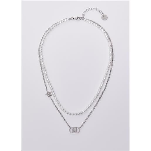 LIUJO liu jo collana multifilo con perle, color argento